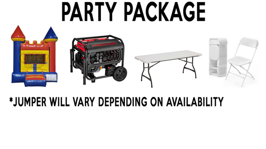 10x10 Party Rental Package - Bounce House, Chairs, Table, Canopy Free Local Delivery