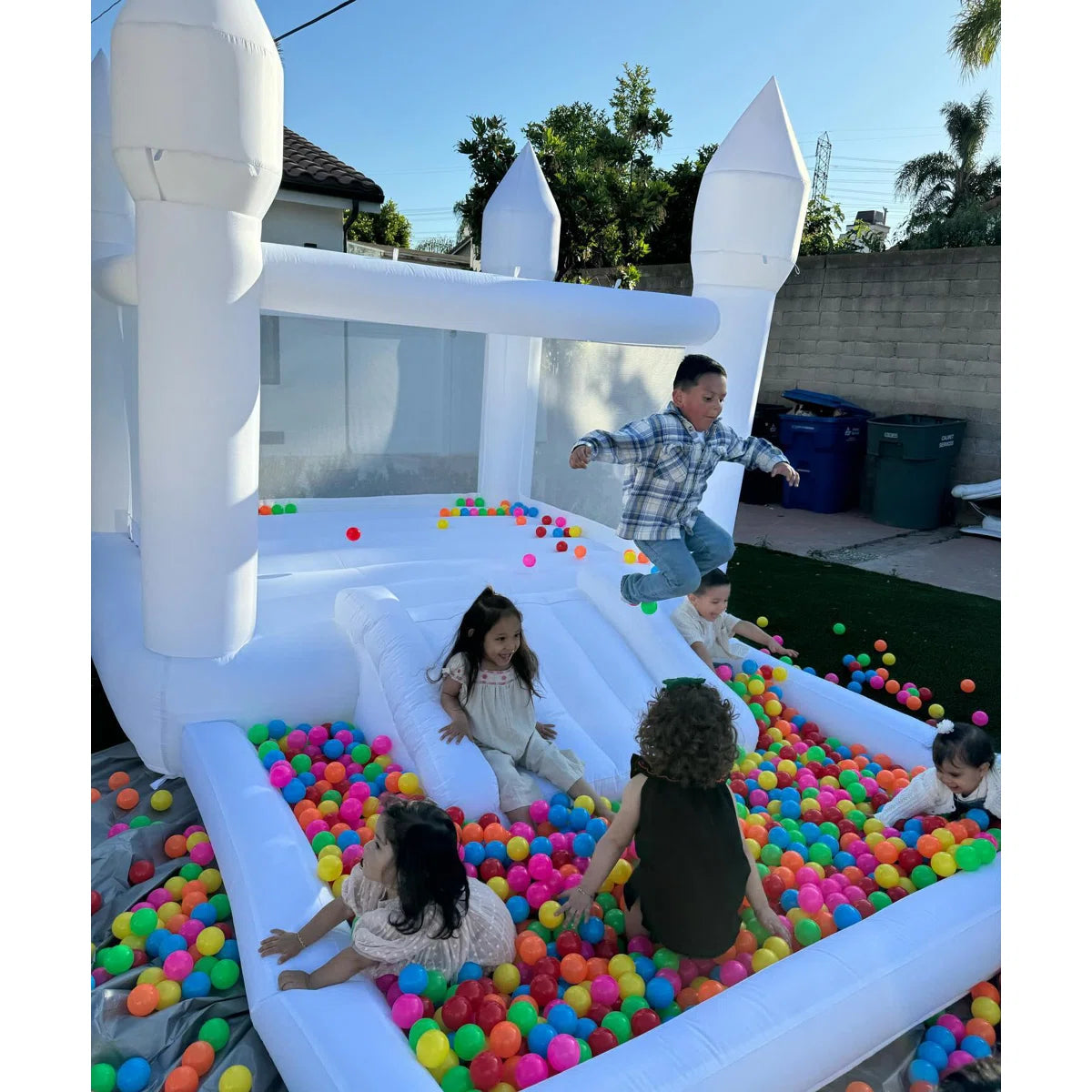 White Bounce House with Slide